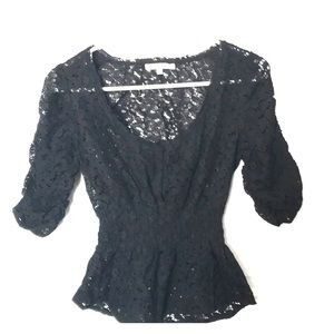 BB Dakota Small black lace peplum top